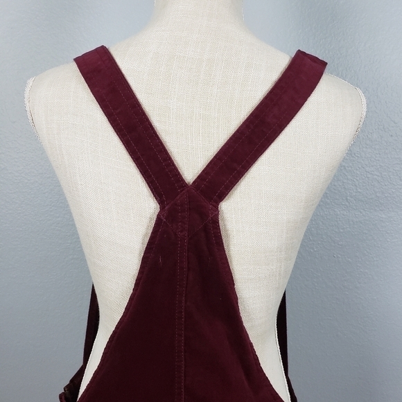 ABOUND Maroon Velveteen Overall Mini Dress Sz L - Picture 9 of 12